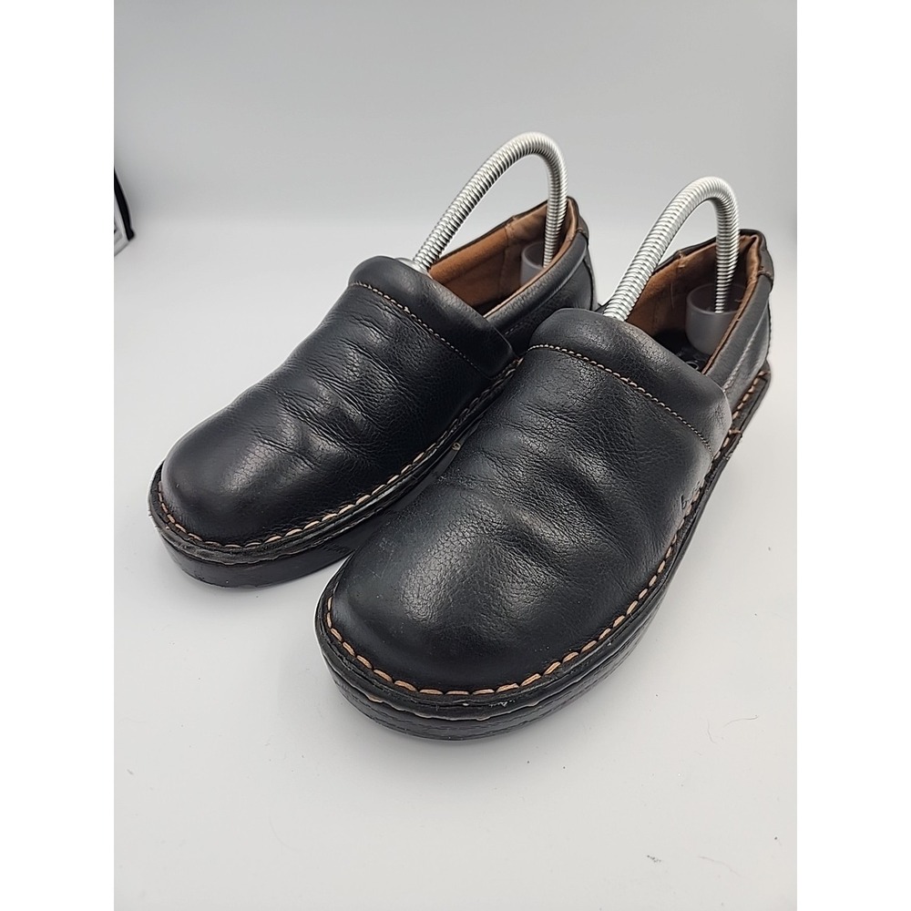 B.O.C  Peggy‎ Black Leather Clogs Womens Size 8 Leather  Comfort Shoes